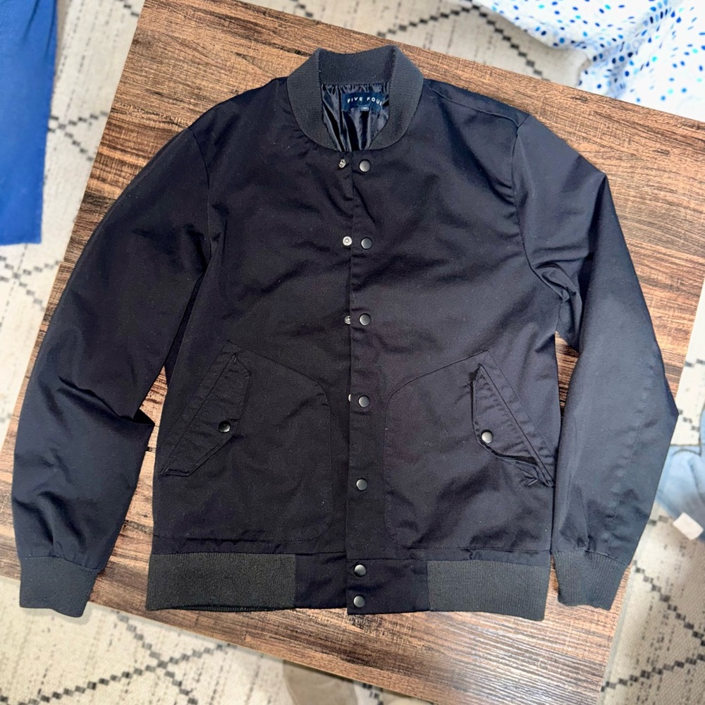Five Four Men's Navy Bomber Jacket with Snap Front